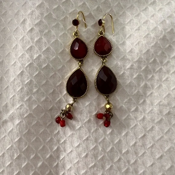 Jewelry Gorgeous Ruby Red Gold Costume 225 Drop Earrings Poshmark